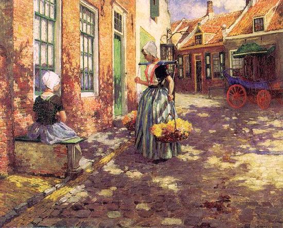 George Hitchcock Dutch Flower Girls oil painting picture